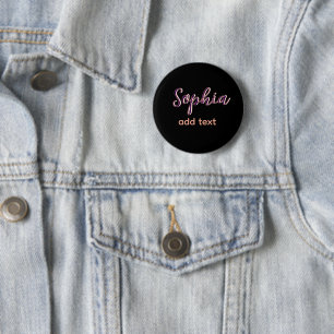 Badge Rond 5 Cm violet ajouter nom fille patron texte noir élégant