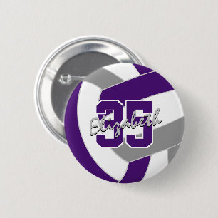 Badge Rond 5 Cm violet gris des couleurs de l'équipe de volley-bal