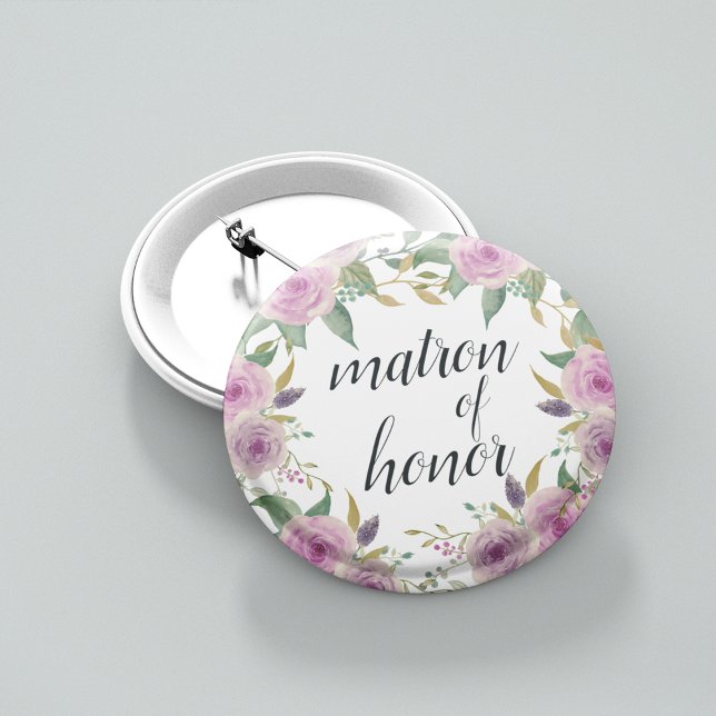 Badge Rond 5 Cm Violet & Sage Matron d'honneur (Créateur téléchargé)