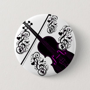 Badge Rond 5 Cm Violon, amour cinglé_