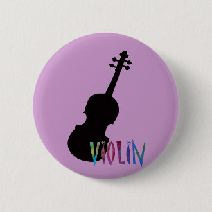 Badge Rond 5 Cm Violon avec le lettrage bariolé