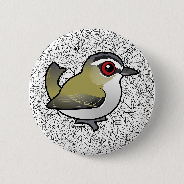 Badge Rond 5 Cm Vireo aux yeux rouges (Devant)