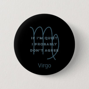 Badge Rond 5 Cm Virgo Zodiac Sign Fun Citation Texte Bleu Annivers