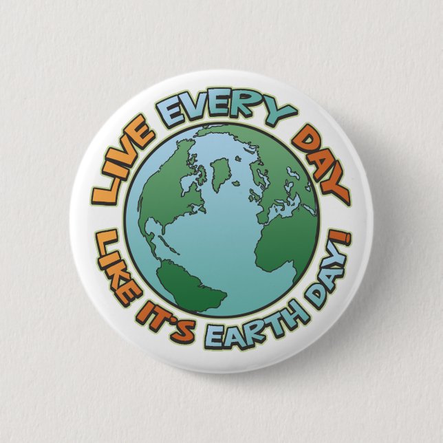 Badge Rond 5 Cm Vis chaque jour Jour des terres (Devant)