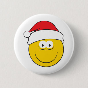Badge Rond 5 Cm Visage au Chapeau de Père Noël