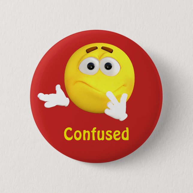 Badge Rond 5 Cm Visage confus de bande dessinée d'émoticône (Devant)