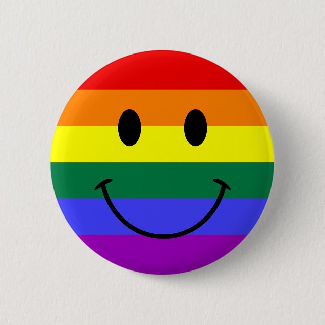 Badge Rond 5 Cm Visage de bande arc-en-ciel brillant (Devant)