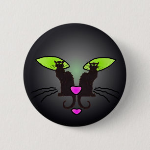 Badge Rond 5 Cm VISAGE de CAT NOIR par SHARON SHARPE