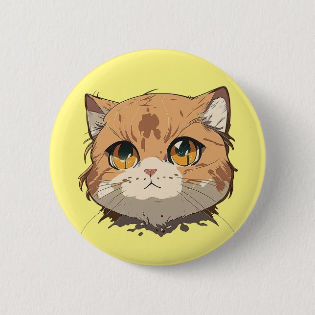 Badge Rond 5 Cm Visage de chat d'Anime (Devant)