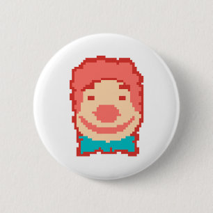 Badge Rond 5 Cm Visage de clown pixelisé mignon 