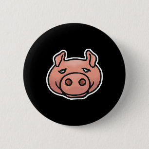 Badge Rond 5 Cm visage de cochon rigolo
