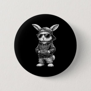Badge Rond 5 Cm Visage de lapin avec lunettes de soleil drôle de j