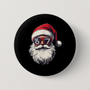 Badge Rond 5 Cm Visage de Père Noël 67 Noël Six Sept Bruh Meme