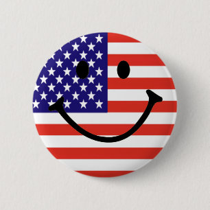 Badge Rond 5 Cm Visage de sourire patriotique