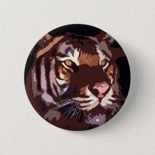 Badge Rond 5 Cm Visage de tigre