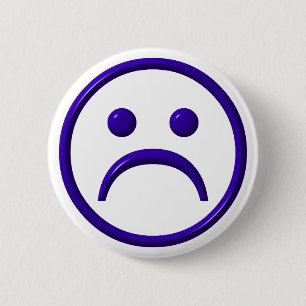 Badge Rond 5 Cm Visage déprimé, triste et bleu