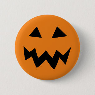 Badge Rond 5 Cm Visage effrayant de citrouille de Halloween