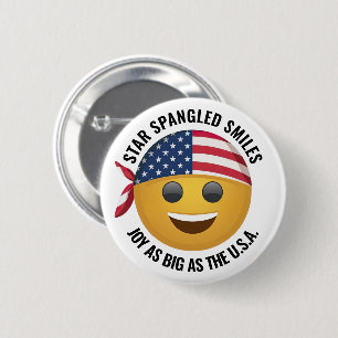 Badge Rond 5 Cm Visage Emoji Jaune