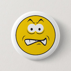 Badge Rond 5 Cm Visage grognon en colère