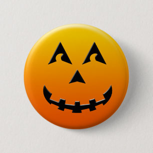 Badge Rond 5 Cm Visage heureux de citrouille de Halloween