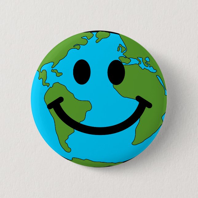 Badge Rond 5 Cm Visage heureux de la terre (Devant)