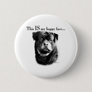 Badge Rond 5 Cm Visage heureux de rottweiler - bouton