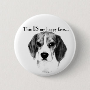 Badge Rond 5 Cm Visage heureux du beagle