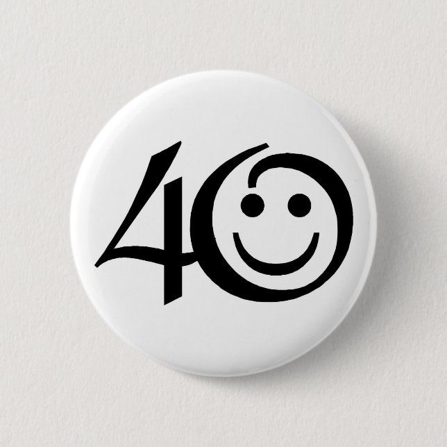 Badge Rond 5 Cm Visage heureux du nombre 40-With (Devant)