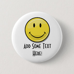 Badge Rond 5 Cm Visage heureux jaune classique