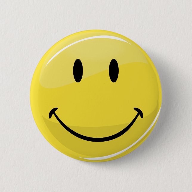Badge Rond 5 Cm Visage heureux jaune classique (Devant)