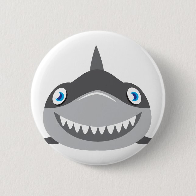Badge Rond 5 Cm visage heureux mignon de requin (Devant)