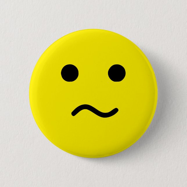 Badge Rond 5 Cm Visage jaune confus simple de Meh (Devant)