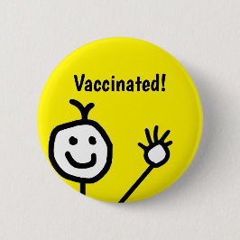 Badge Rond 5 Cm Visage joyeux Vacciné