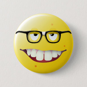 Badge Rond 5 Cm Visage nerd