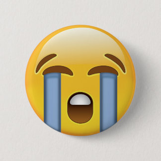 Badge Rond 5 Cm Visage pleurant fort Emoji