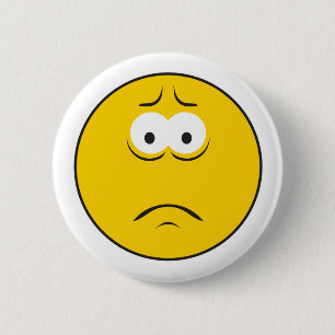 Badge Rond 5 Cm Visage Renfrogné Triste