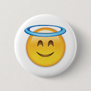 Badge Rond 5 Cm Visage souriant avec Halo Emoji
