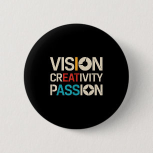 Badge Rond 5 Cm Vision Créativité Pion Funny Graphiste Art