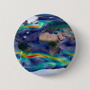 Badge Rond 5 Cm Visualisation Des Vents Mondiaux.