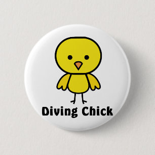Badge Rond 5 Cm Vitesse de poussin de plongée