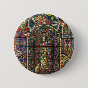 Badge Rond 5 Cm Vitrail d'église, architecture vintage