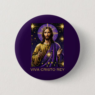Badge Rond 5 Cm Viva Cristo Rey Catholique Jésus Christ le Roi