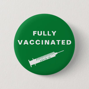 Badge Rond 5 Cm Vive-19 vert entièrement vacciné