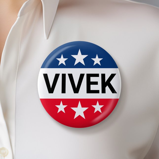 Badge Rond 5 Cm Vivek Ramaswamy 2024 - Simple Stars Ike Design (Vivek 2024 Button)