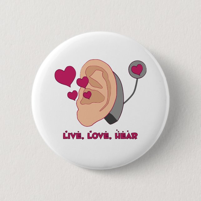 Badge Rond 5 Cm Vivez, aimez, entendez le bouton (Devant)