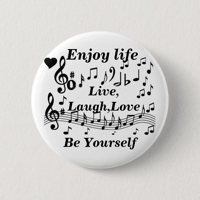 Badge Rond 5 Cm Vivre, Rire, Amour_ (Devant)