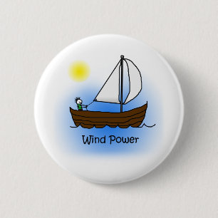 Badge Rond 5 Cm Voilier d'énergie éolienne - bouton