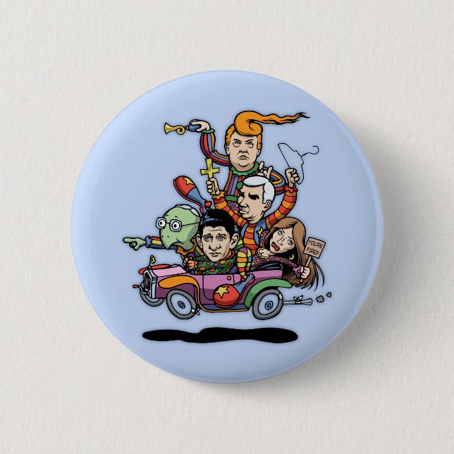 Badge Rond 5 Cm Voiture '16 de clown de GOP (Devant)