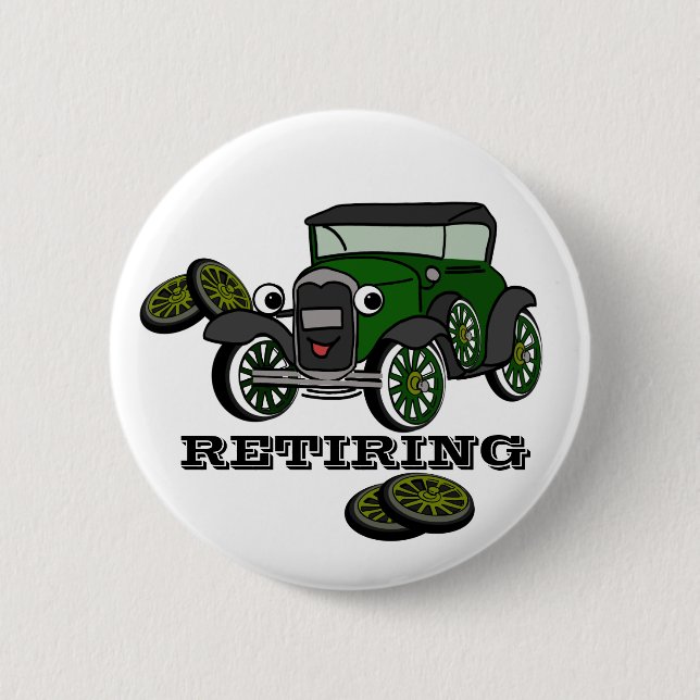 Badge Rond 5 Cm Voiture antique à la retraite (Devant)