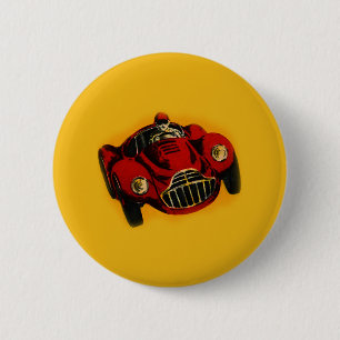 Badge Rond 5 Cm Voiture de course automobile jaune rouge